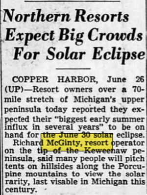 Pines Resort (McGintys Resort) - June 1954 Article (newer photo)